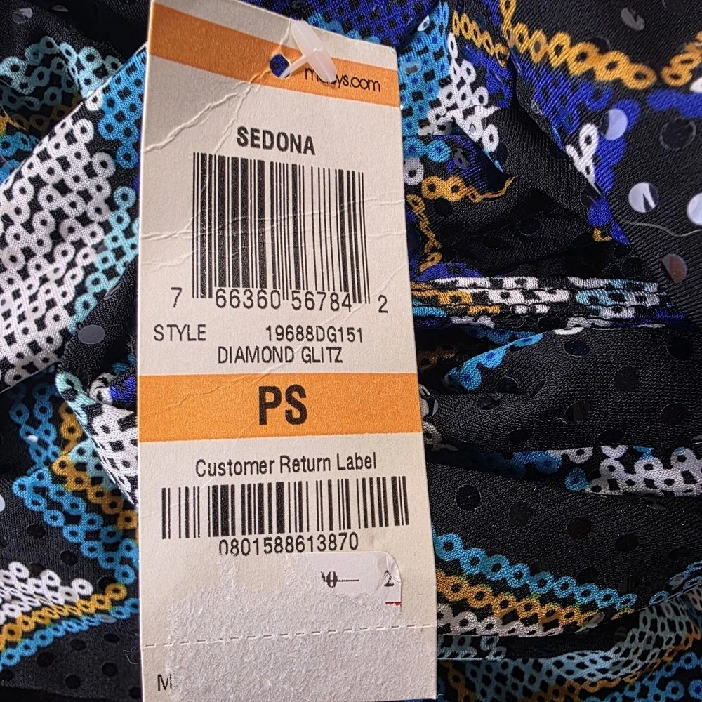 Style & Co Petite Cowl Neck Top PS Diamond‎ Glitz Geometric Stretch NWT